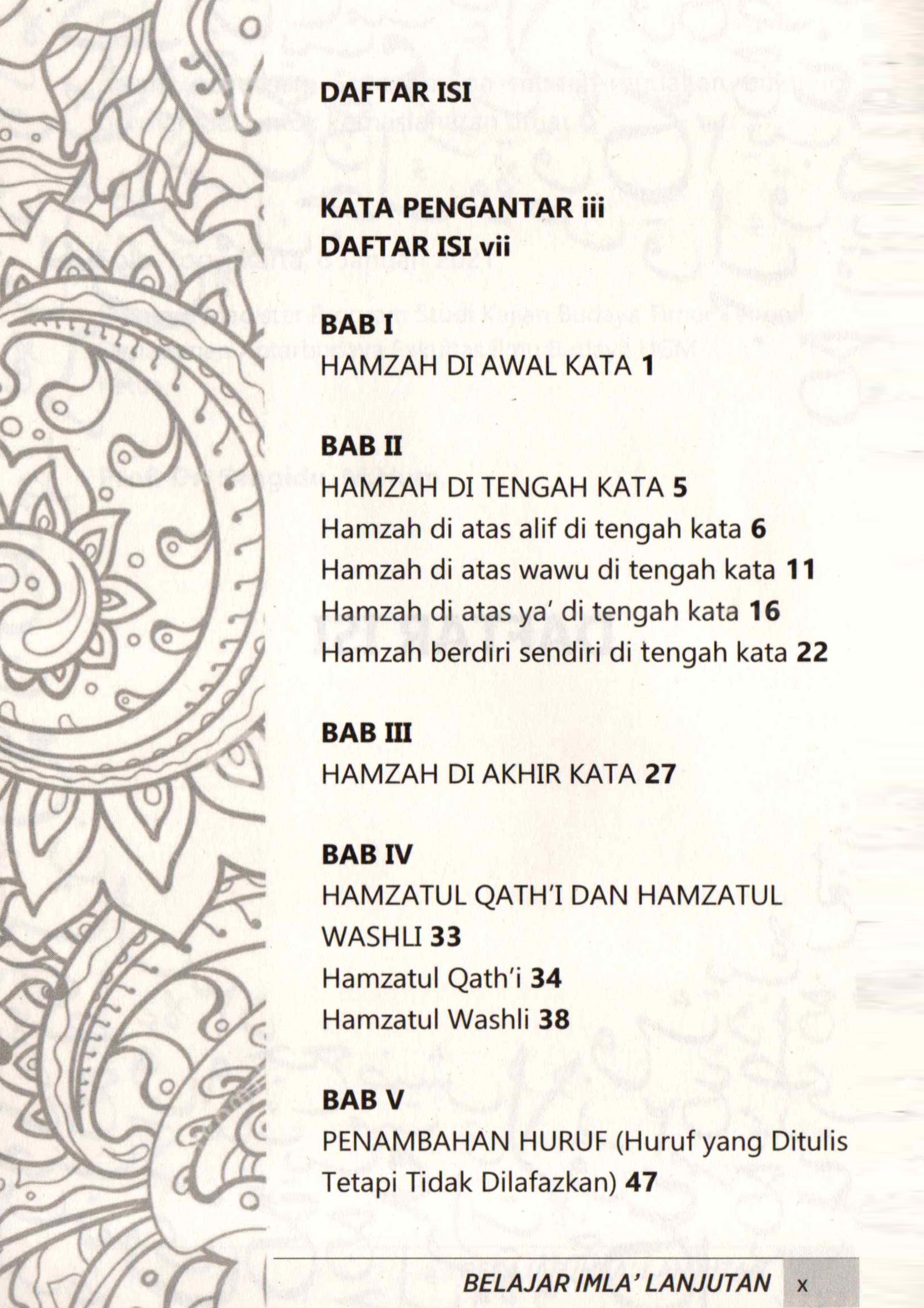 DAFTAR ISI BUKU IMLA LANJUTAN- 1
